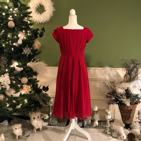 Short Red chiffon Cocktail party dress - Picture 3 of 7